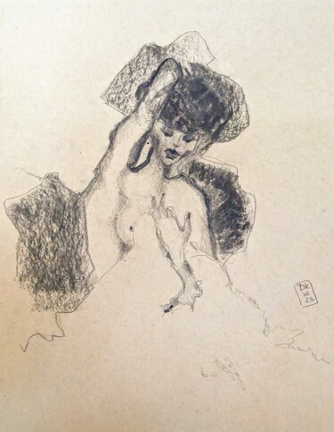 Σχέδιο με τίτλο "Eros" από Diana Knepper, Αυθεντικά έργα τέχνης, Κάρβουνο