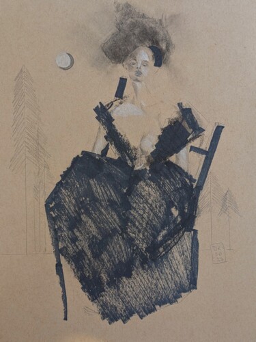Рисунок под названием "Doreen" - Diana Knepper, Подлинное произведение искусства, Древесный уголь
