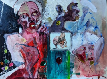 Pintura intitulada "Gossip" por Diana Knepper, Obras de arte originais, Óleo Montado em Painel de madeira