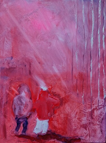 Картина под названием "Rotfelder" - Diana Knepper, Подлинное произведение искусства, Масло Установлен на Деревянная рама для…