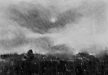Рисунок под названием "Ruhige Felder" - Diana Knepper, Подлинное произведение искусства, Древесный уголь