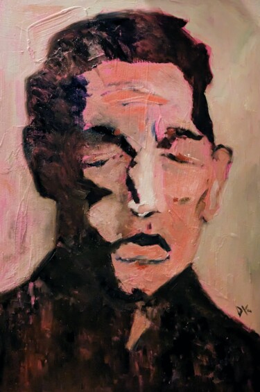 Malerei mit dem Titel "Porträt eines Mannes" von Diana Knepper, Original-Kunstwerk, Öl Auf Holzplatte montiert