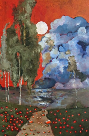 Painting titled "Mitternacht Märchen" by Diana Knepper, Original Artwork, Oil Mounted on Wood Panel
