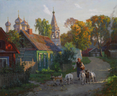Painting titled "Ипатьевская слобода" by Diana Korobkina, Original Artwork, Oil