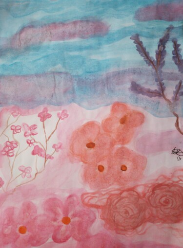 Desenho intitulada "Dreamy flowers🌺🥀💮" por Diana Korolko, Obras de arte originais, Aquarela