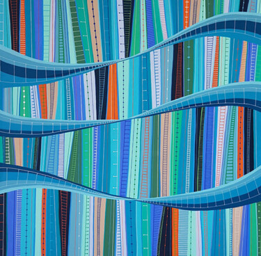 Malarstwo zatytułowany „Channels” autorstwa Diana Large, Oryginalna praca, Akryl Zamontowany na Drewniana rama noszy