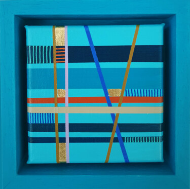 Painting titled "Turquoise connection" by Diana Large, Original Artwork, Acrylic Mounted on Wood Stretcher frame