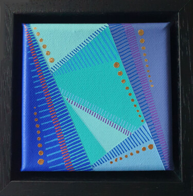 Painting titled "blue road" by Diana Large, Original Artwork, Acrylic Mounted on Wood Stretcher frame