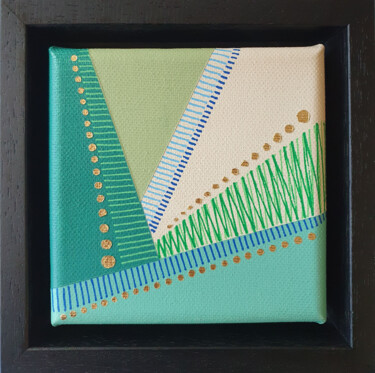 Painting titled "mini green road" by Diana Large, Original Artwork, Acrylic Mounted on Wood Stretcher frame