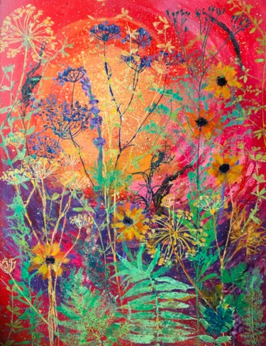 Painting titled ""Summer flower brai…" by Diana Mazjane, Original Artwork, Acrylic