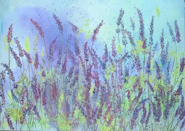 Painting titled "Lavender garden" by Diana Mazjane, Original Artwork, Acrylic