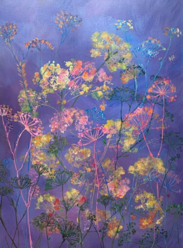 Malerei mit dem Titel "Lilac mist" von Diana Mazjane, Original-Kunstwerk, Acryl