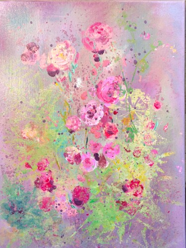 Painting titled "ROSES OF EDEN PINK…" by Diana Mazjane, Original Artwork, Acrylic