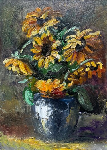 Malarstwo zatytułowany „Sunflowers” autorstwa Diana Mazjane, Oryginalna praca, Olej
