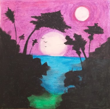 Drawing titled "Purple sky" by Diana Cunha, Original Artwork, Pastel