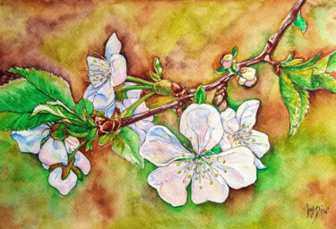 Malerei mit dem Titel "Spring has come" von Diana Rode, Original-Kunstwerk, Aquarell