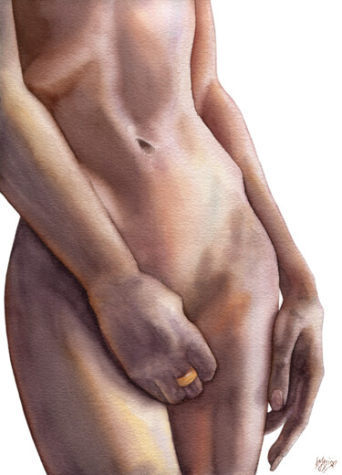 Картина под названием "Marathon Nu. Morning" - Diana Rode, Подлинное произведение искусства, Акварель
