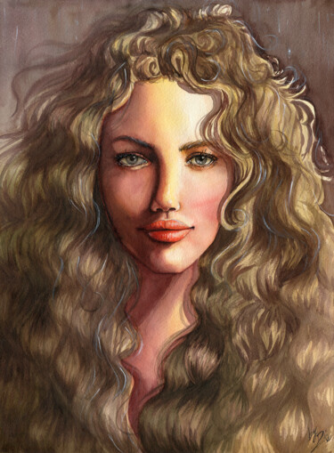 Pittura intitolato "Curls" da Diana Rode, Opera d'arte originale, Acquarello
