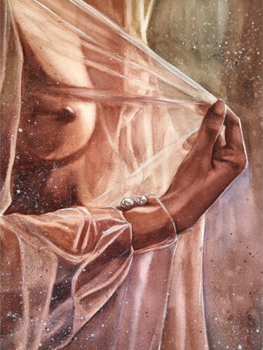 Pintura intitulada "Veil" por Diana Rode, Obras de arte originais, Aquarela