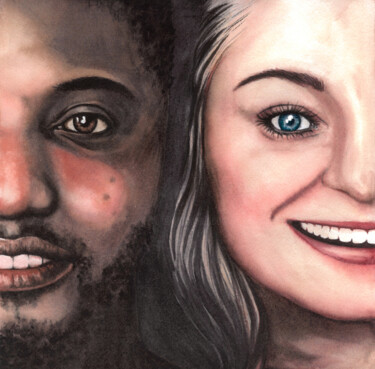 Картина под названием "Boundless love. Eyes" - Diana Rode, Подлинное произведение искусства, Акварель