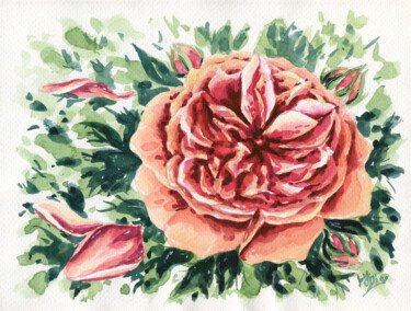 Peinture intitulée "Floral sketch. Davi…" par Diana Rode, Œuvre d'art originale, Aquarelle