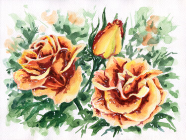 Peinture intitulée "Floral sketch. Brig…" par Diana Rode, Œuvre d'art originale, Aquarelle
