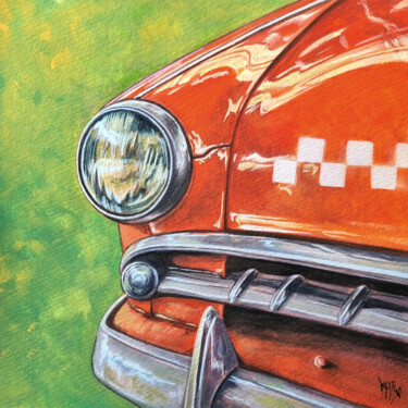 Painting titled "Retro Red" by Diana Rode, Original Artwork, Gouache