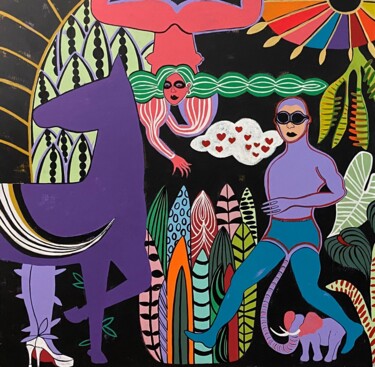 Malerei mit dem Titel "Journey into the ju…" von Diana Rosa, Original-Kunstwerk, Acryl