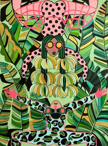 Schilderij getiteld "Banana lovers" door Diana Rosa, Origineel Kunstwerk, Acryl