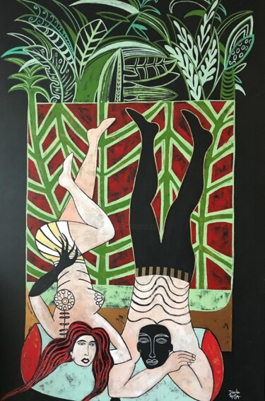 Schilderij getiteld "Closer" door Diana Rosa, Origineel Kunstwerk, Acryl Gemonteerd op Frame voor houten brancard