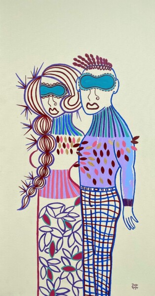 Картина под названием "Ancestry" - Diana Rosa, Подлинное произведение искусства, Акрил Установлен на Деревянная рама для нос…