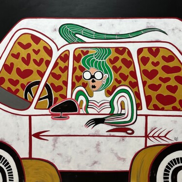 Pintura intitulada "Love machine" por Diana Rosa, Obras de arte originais, Acrílico Montado em Armação em madeira