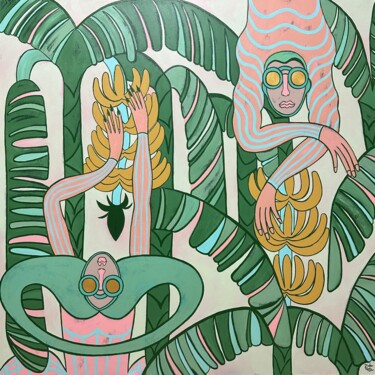 Malarstwo zatytułowany „Banana garden” autorstwa Diana Rosa, Oryginalna praca, Akryl