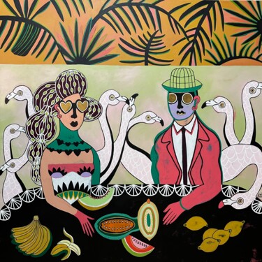 Картина под названием "Tropical day" - Diana Rosa, Подлинное произведение искусства, Акрил