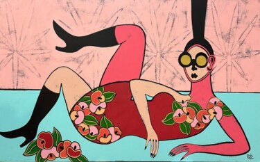 Painting titled "Reclining in the ju…" by Diana Rosa, Original Artwork, Acrylic