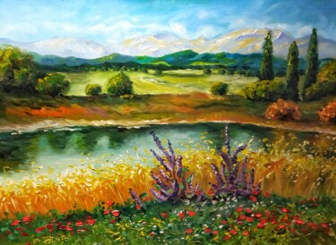 Peinture intitulée ""Долина счастья"" par Diana Rovner, Œuvre d'art originale, Huile