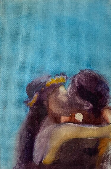Painting titled "Sunkiss" by Diana Sholk, Original Artwork, Oil Mounted on Cardboard