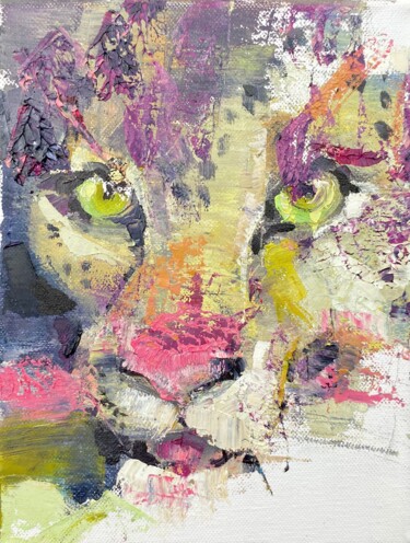 Ζωγραφική με τίτλο "Jaguar after Dinner" από Diana Sholk, Αυθεντικά έργα τέχνης, Λάδι Τοποθετήθηκε στο Ξύλινο φορείο σκελετό