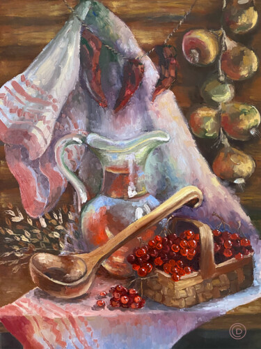 Pintura titulada "Chervona kaluna" por Diana Strokan, Obra de arte original, Oleo