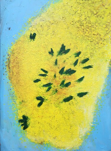 Painting titled "Пчёлка №2 (Мимоза)…" by Diana Shunevich, Original Artwork, Oil Mounted on Other rigid panel