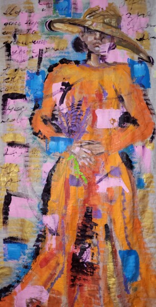 Painting titled "Девушка в лаптях" by Diana Shunevich, Original Artwork, Acrylic