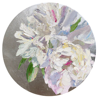 绘画 标题为“Round painting Whit…” 由Diana Timchenko, 原创艺术品, 油 安装在木质担架架上