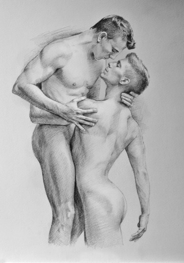 Drawing titled "Passion" by Diana Vard, Original Artwork, Pencil