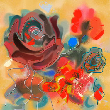 Digitale Kunst mit dem Titel "Realm Of Flowers" von Diana Coatu, Original-Kunstwerk, Digitale Malerei