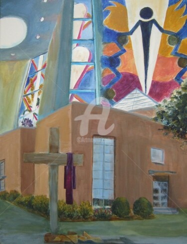 Painting titled "Place of Worship" by Diana Li, Original Artwork