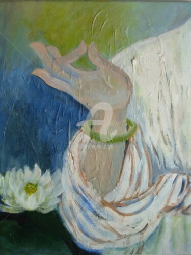 Painting titled "Budda Hand" by Diana Li, Original Artwork