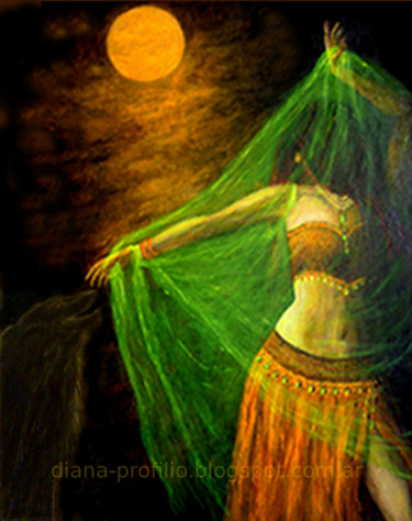 Pintura titulada "Hechizo de luna (Se…" por Diana Profilio, Obra de arte original, Otro