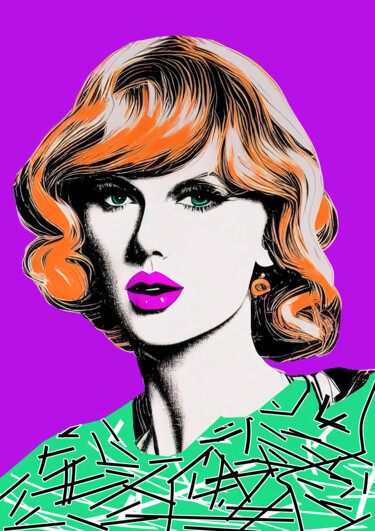 Peinture intitulée "Taylor Swift Purple" par Diana Ringo, Œuvre d'art originale, Huile