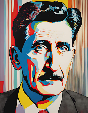 Pittura intitolato "George Orwell #2" da Diana Ringo, Opera d'arte originale, Olio