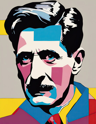 Malerei mit dem Titel "George ORwell #3" von Diana Ringo, Original-Kunstwerk, Öl